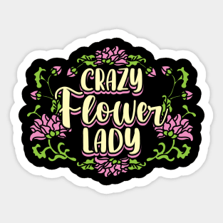 Crazy Flower Lady Sticker